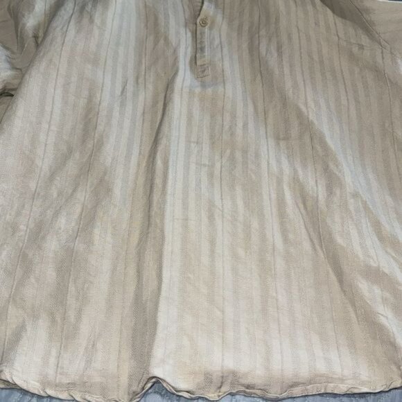 Havanera Beige Striped Long Sleeve Shirt L Ramie/Rayon - Picture 6 of 10